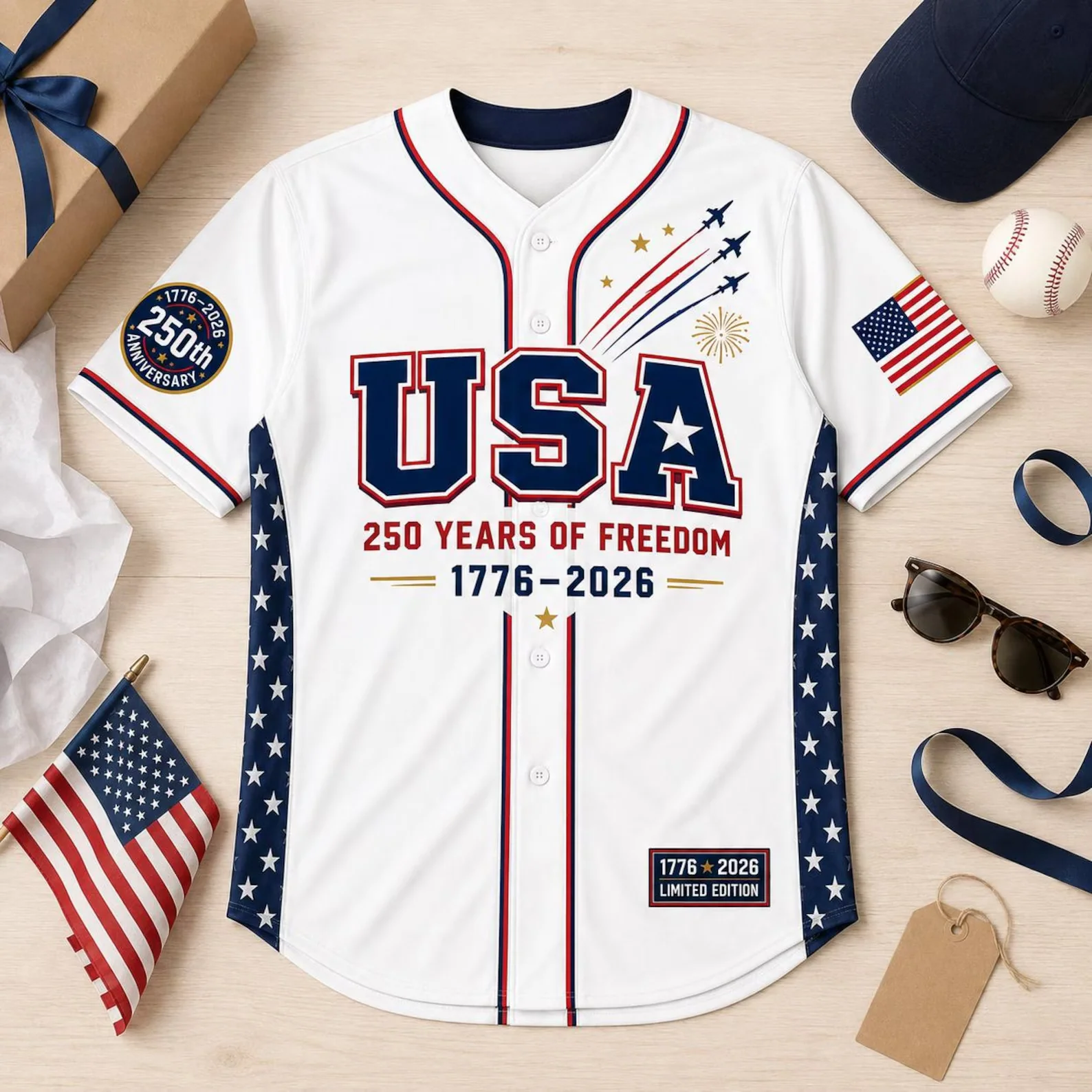 USA 250th Anniversary Jets Flight Trails - Personalized Baseball Jersey - Gift For Patriots - Image 5
