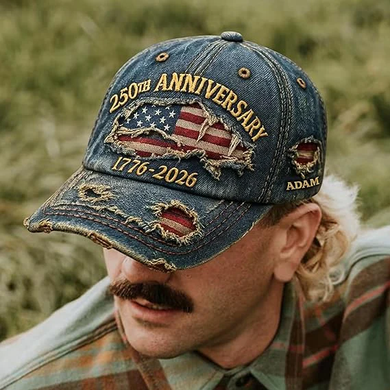 USA 250th Anniversary Liberty Bell Eagle - Personalized Classic Cap - Gift For Him - Image 5