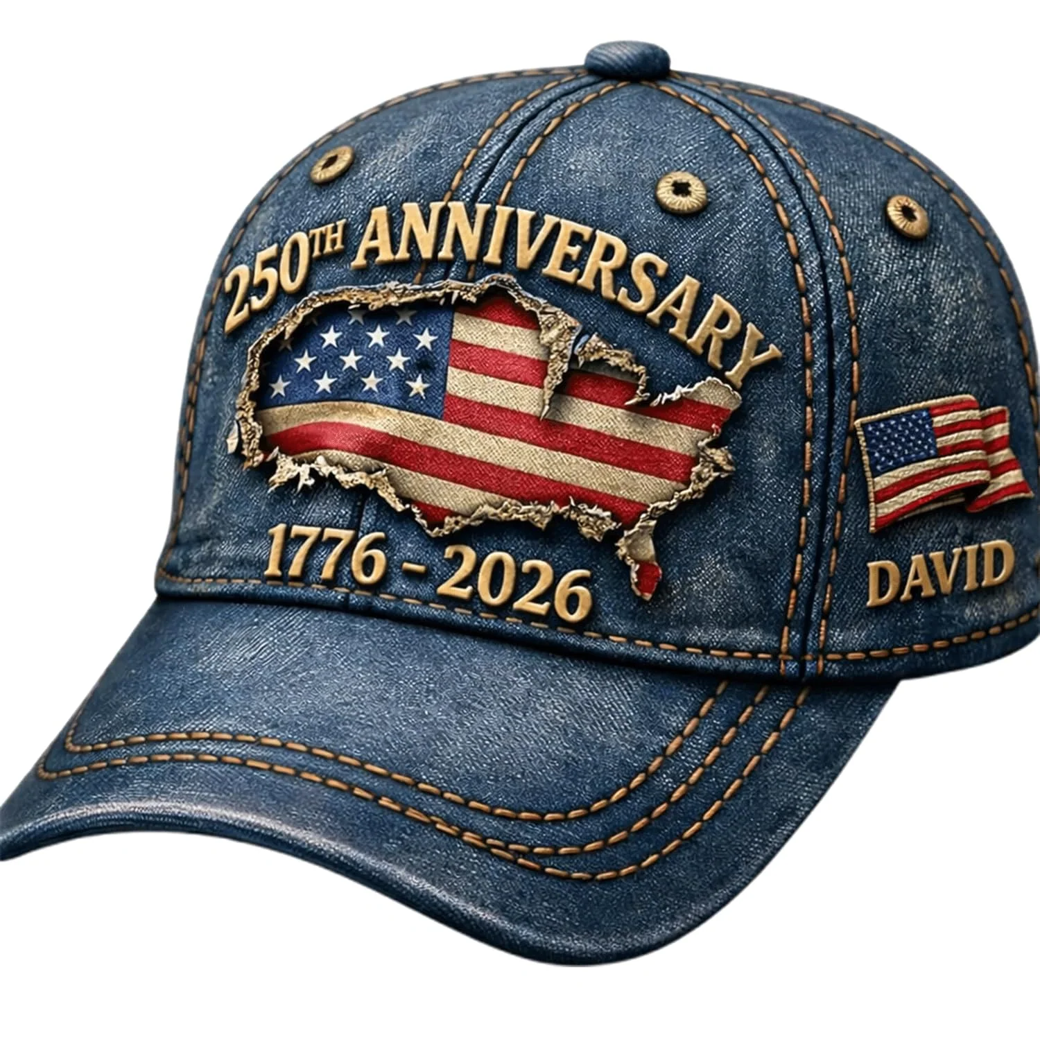 USA 250th Anniversary Liberty Bell Eagle - Personalized Classic Cap - Gift For Him - Image 8