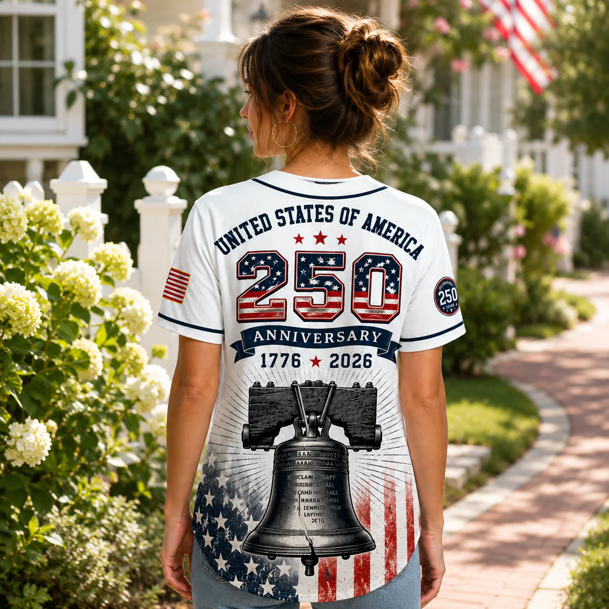 USA 250th Anniversary Liberty Bell Patriotic American Flag - Baseball Jersey - Gift For Patriots - Image 3