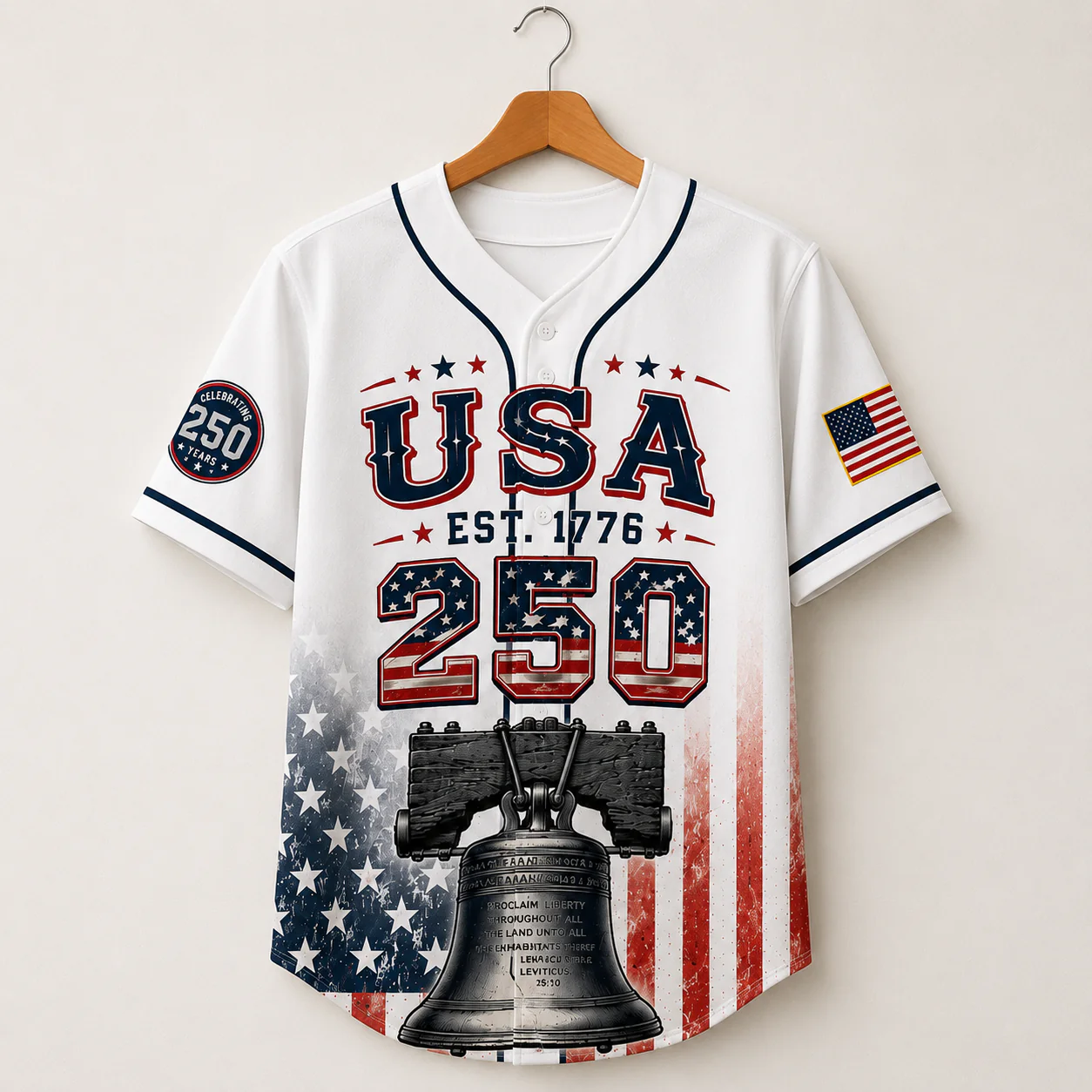 USA 250th Anniversary Liberty Bell Patriotic American Flag - Baseball Jersey - Gift For Patriots - Image 4