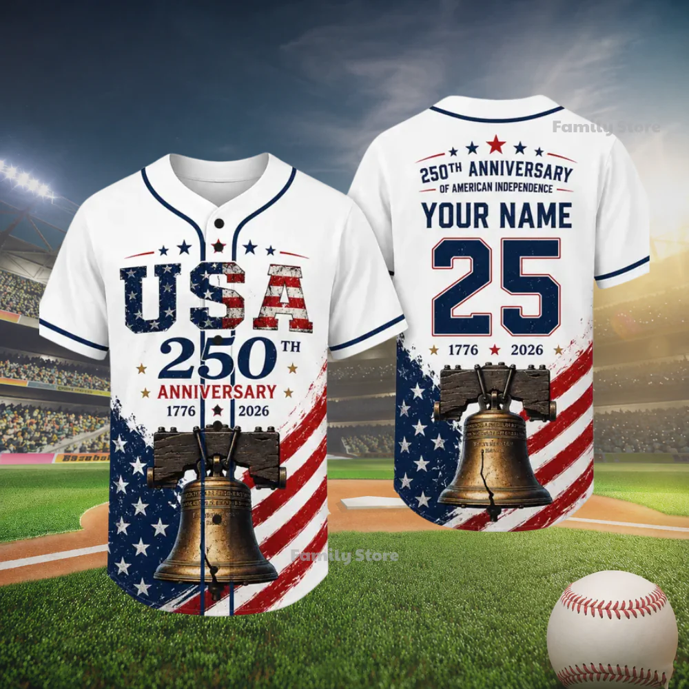 USA 250th Anniversary Liberty Bell - Personalized Baseball Jersey - Gift For Family