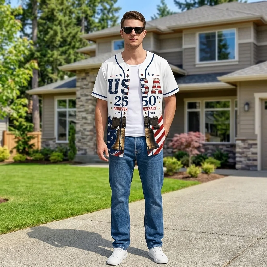 USA 250th Anniversary Liberty Bell - Personalized Baseball Jersey - Gift For Family - Image 3