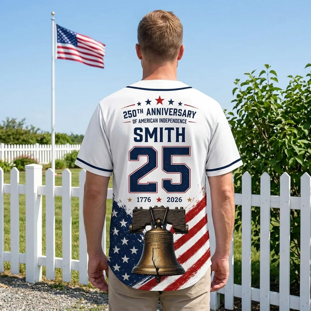 USA 250th Anniversary Liberty Bell - Personalized Baseball Jersey - Gift For Family - Image 4