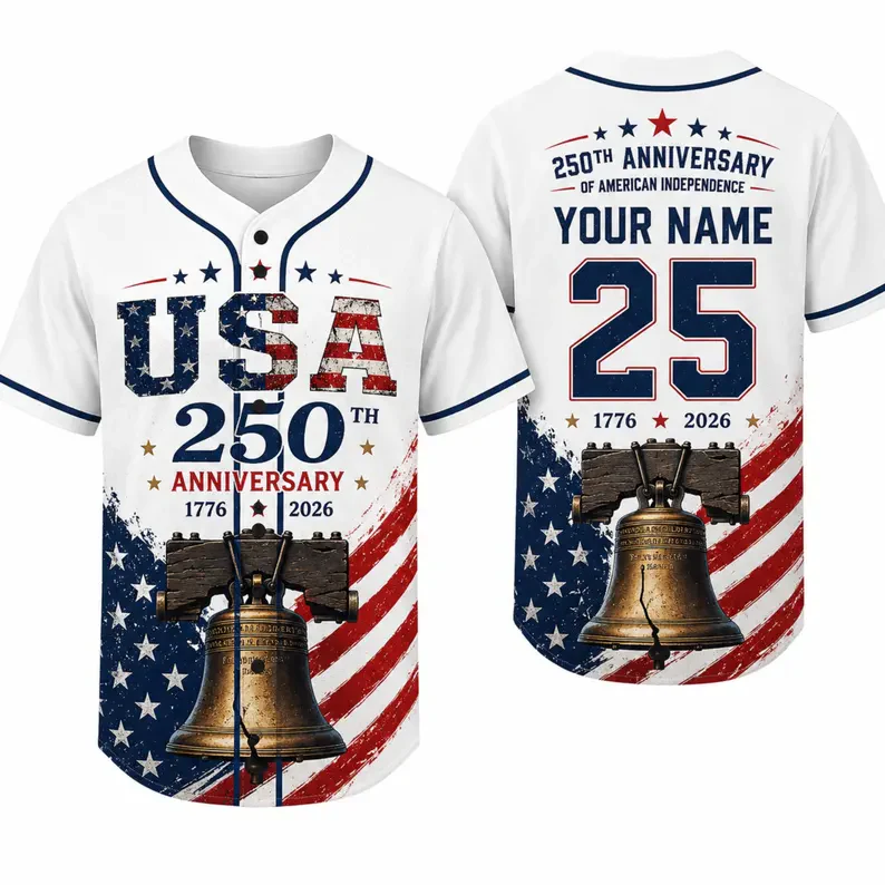USA 250th Anniversary Liberty Bell - Personalized Baseball Jersey - Gift For Family - Image 6