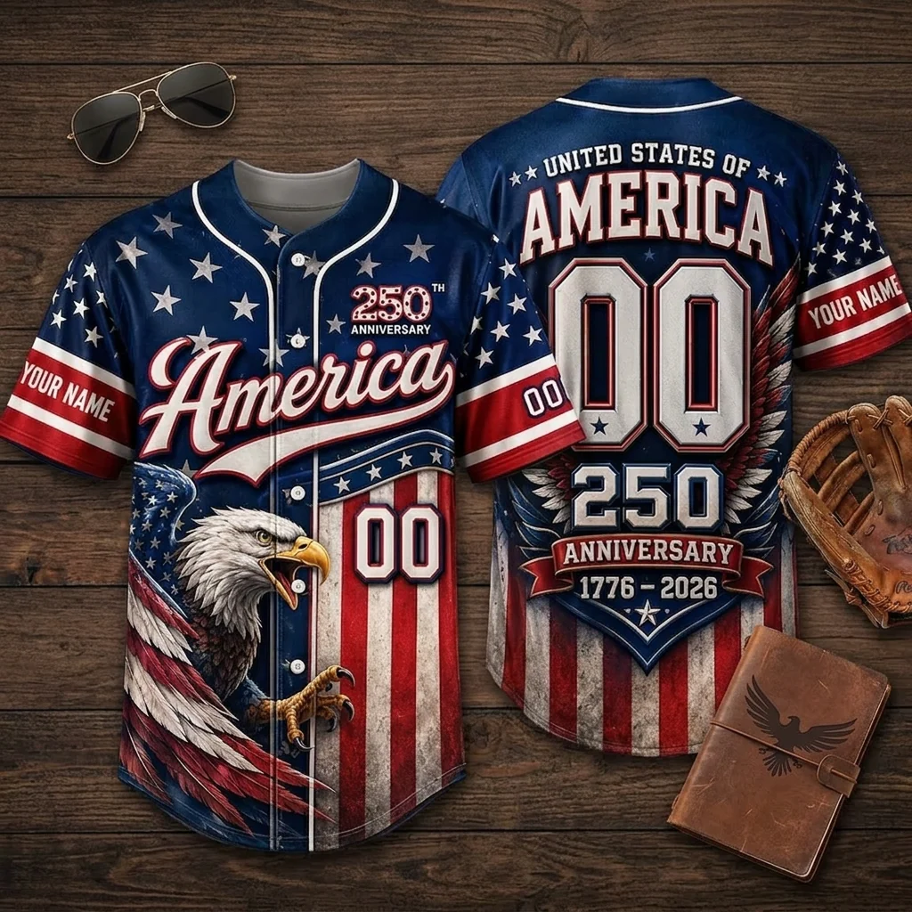 USA 250th Anniversary Liberty Bell - Personalized Baseball Jersey - Gift For Him