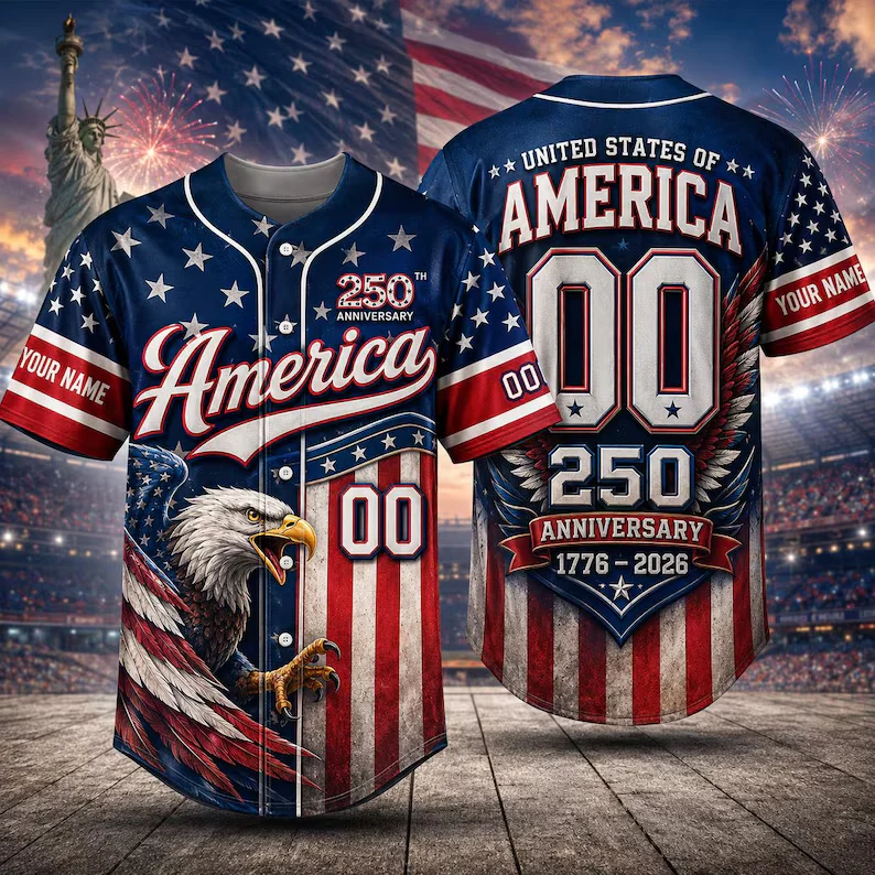 USA 250th Anniversary Liberty Bell - Personalized Baseball Jersey - Gift For Him - Image 2