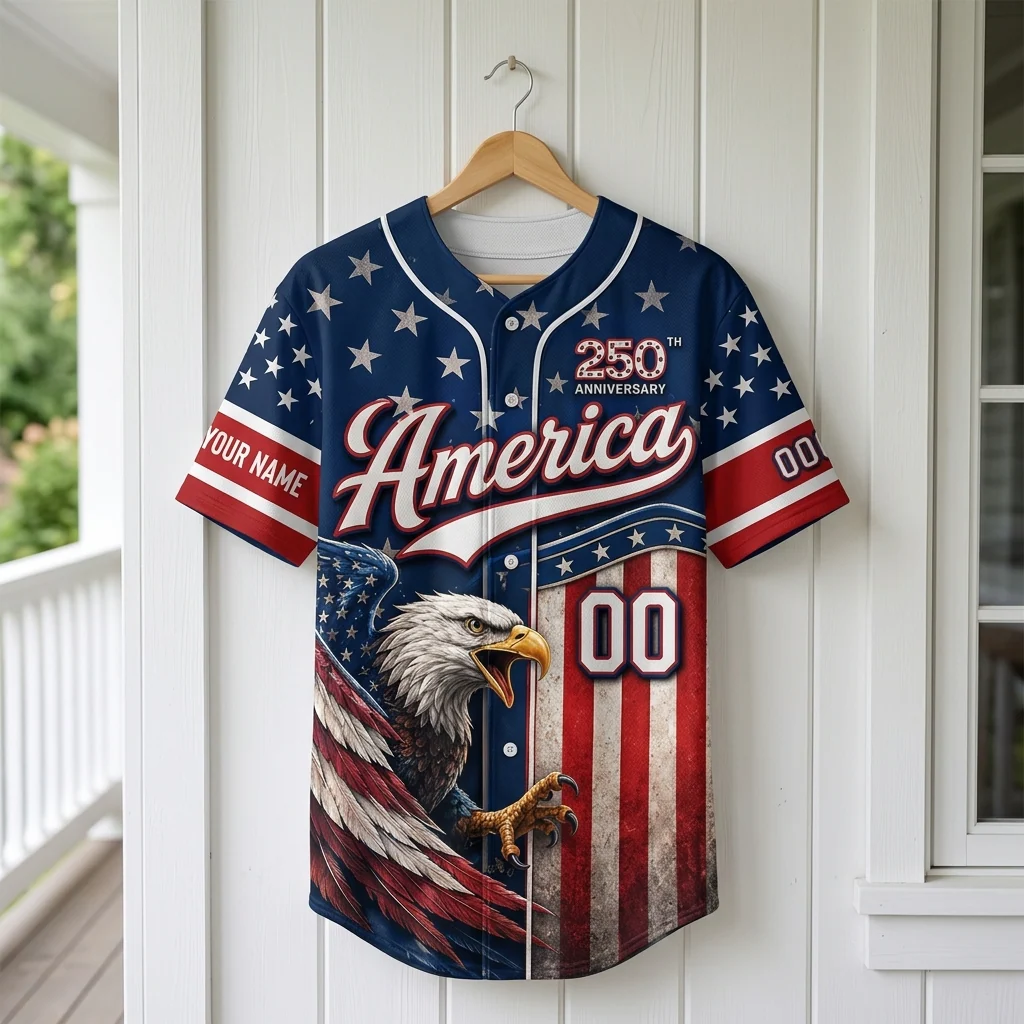 USA 250th Anniversary Liberty Bell - Personalized Baseball Jersey - Gift For Him - Image 3