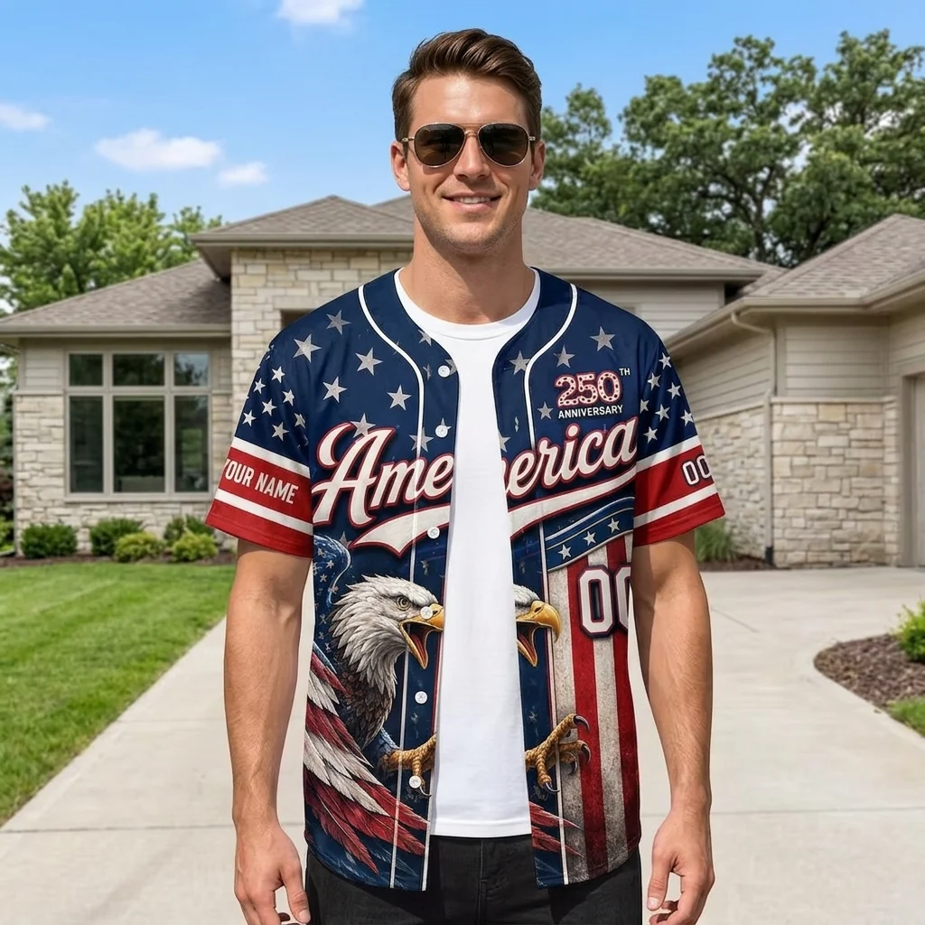 USA 250th Anniversary Liberty Bell - Personalized Baseball Jersey - Gift For Him - Image 4