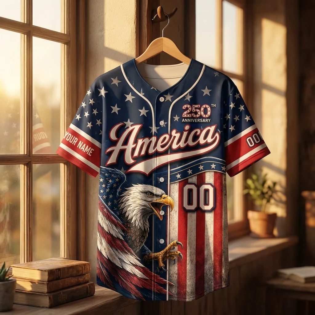 USA 250th Anniversary Liberty Bell - Personalized Baseball Jersey - Gift For Him - Image 5