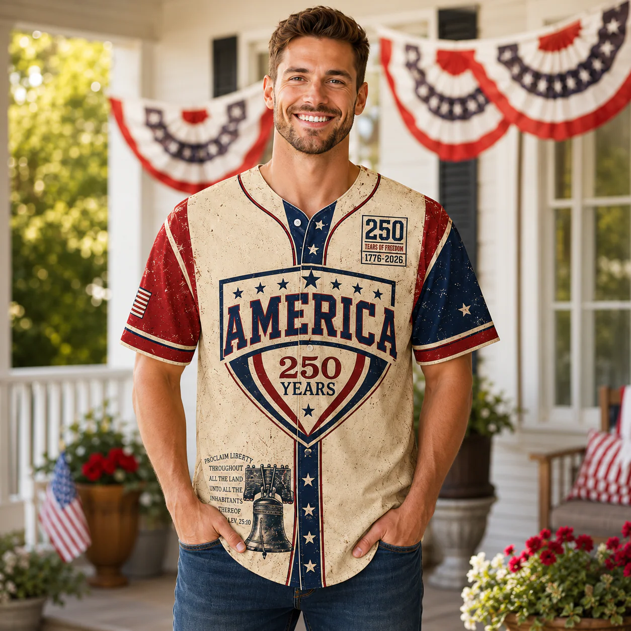USA 250th Anniversary Liberty Bell - Personalized Baseball Jersey - Gift For Patriots - Image 2