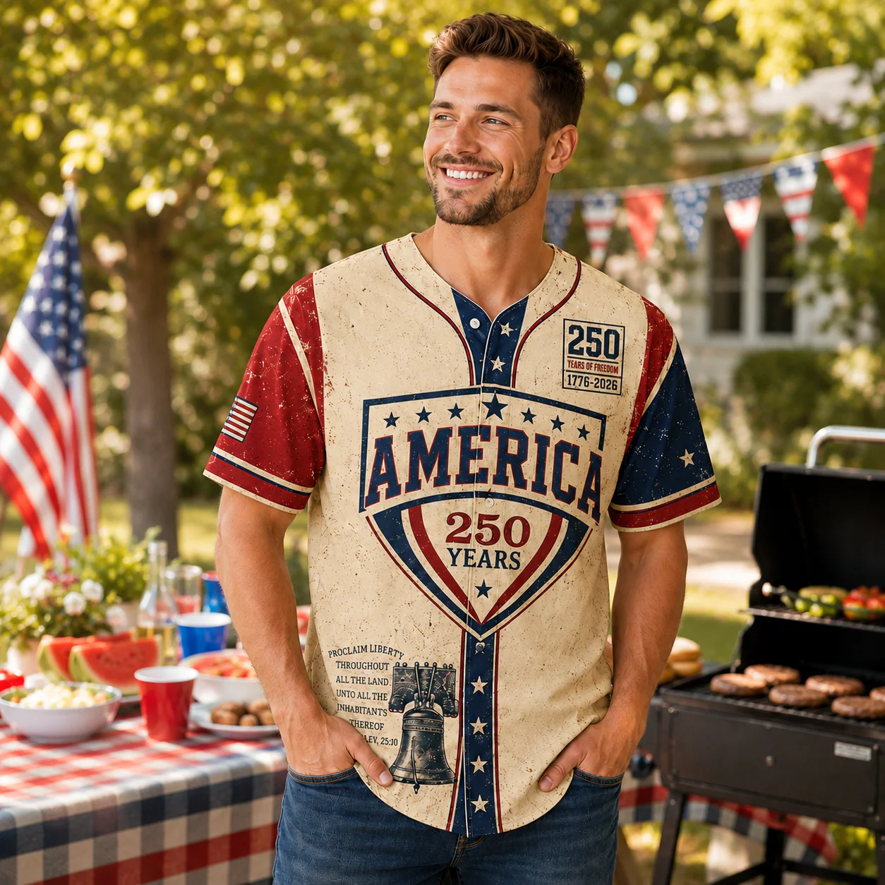 USA 250th Anniversary Liberty Bell - Personalized Baseball Jersey - Gift For Patriots - Image 3
