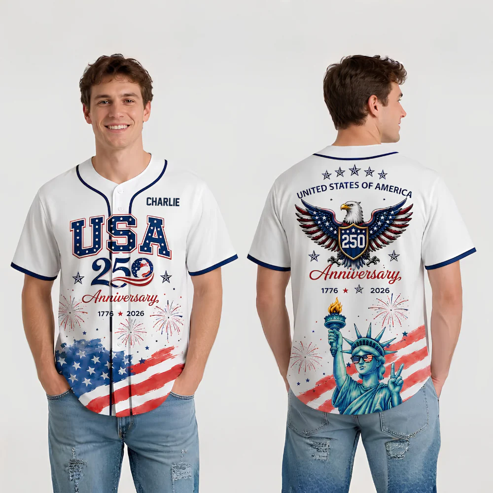 USA 250th Anniversary Liberty Eagle White - Personalized Baseball Jersey - Gift For Patriots