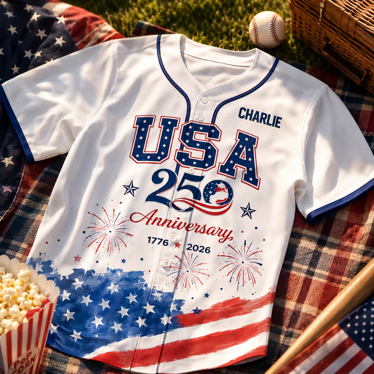 USA 250th Anniversary Liberty Eagle White - Personalized Baseball Jersey - Gift For Patriots - Image 4