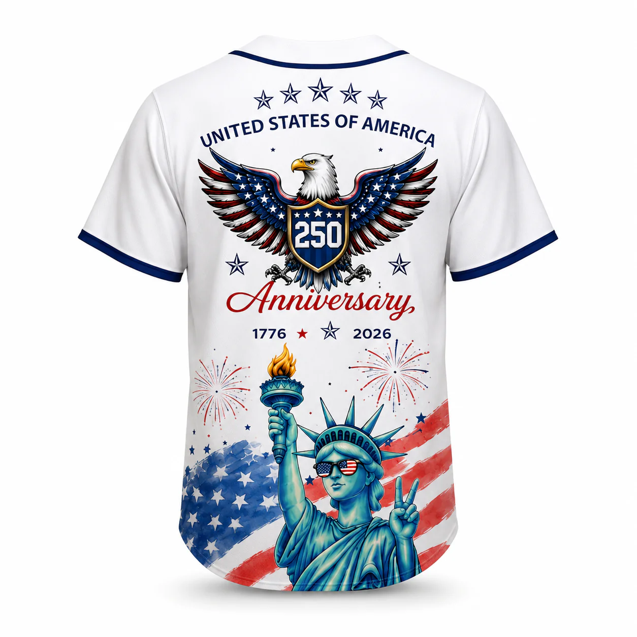 USA 250th Anniversary Liberty Eagle White - Personalized Baseball Jersey - Gift For Patriots - Image 7