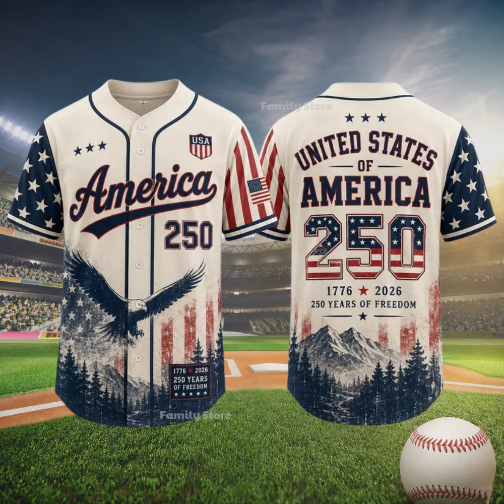 USA 250th Anniversary Mountain Eagle Forest - Baseball Jersey - Gift For Patriots