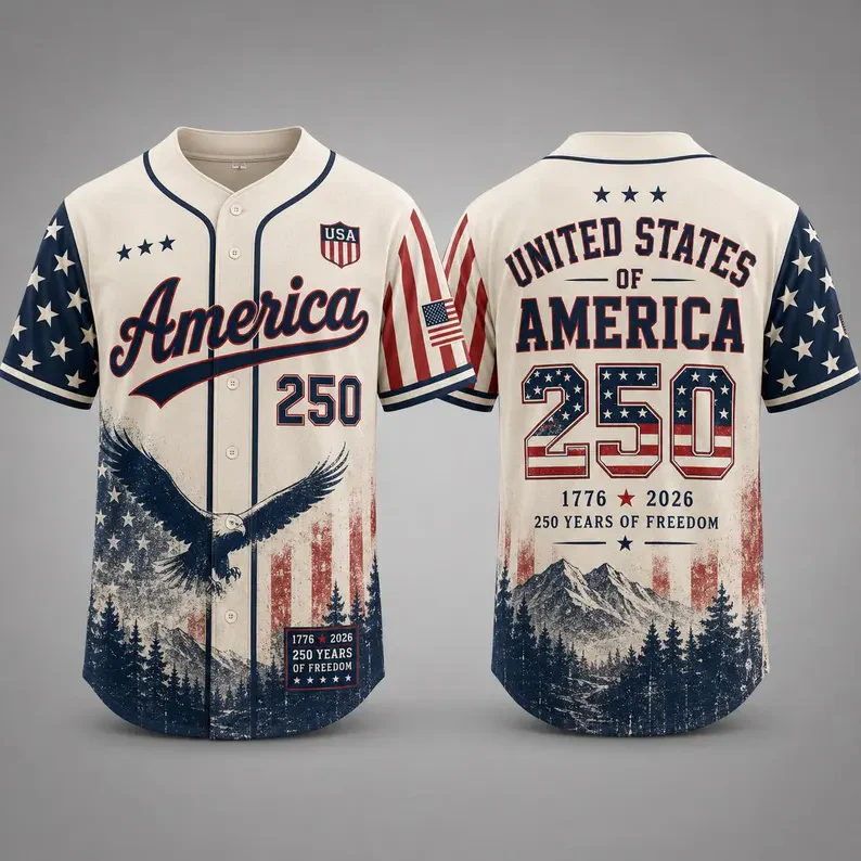 USA 250th Anniversary Mountain Eagle Forest - Baseball Jersey - Gift For Patriots - Image 6