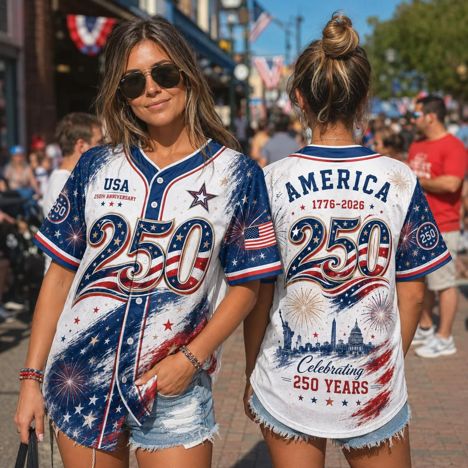USA 250th Anniversary Paint Splash Stars - Baseball Jersey - Gift For Her