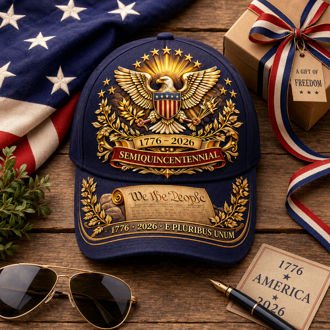 USA 250th Anniversary Patriotic Eagle - Personalized Classic Cap - Gift For Patriots - Image 5