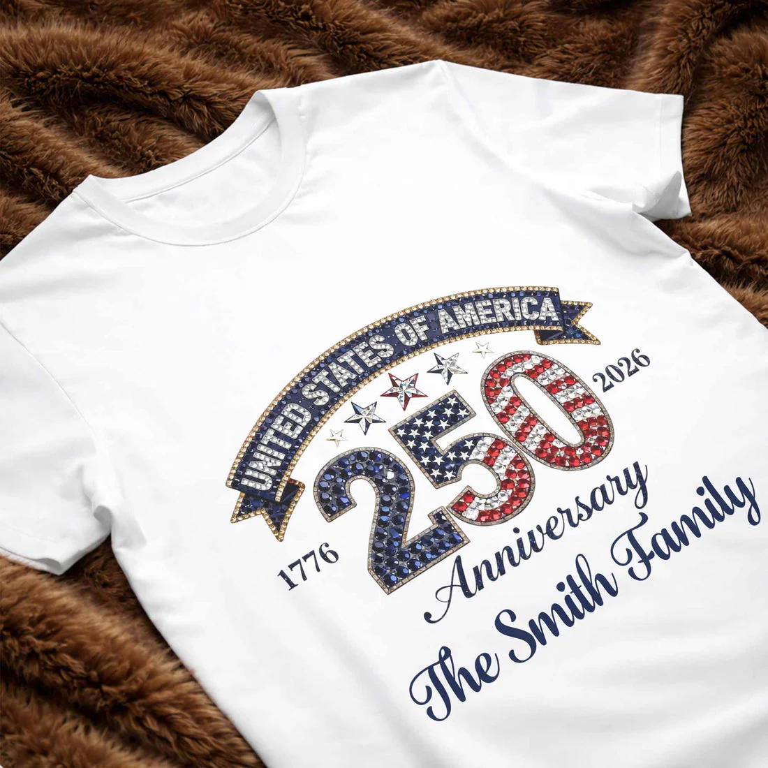 USA 250th Anniversary - Personalized Bling Shirt - Gift For Patriotic Family - Image 2