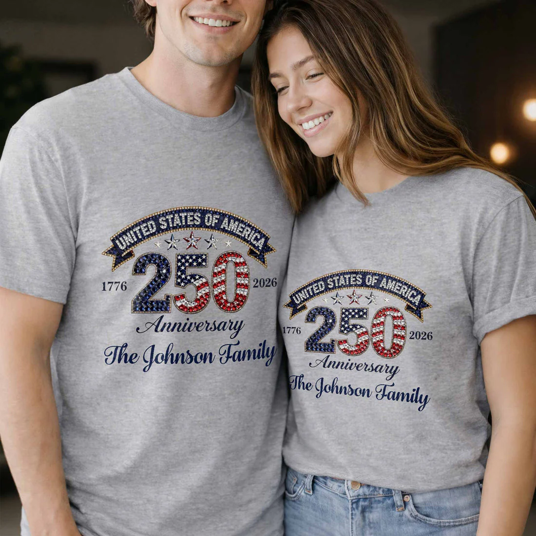 USA 250th Anniversary - Personalized Bling Shirt - Gift For Patriotic Family - Image 4