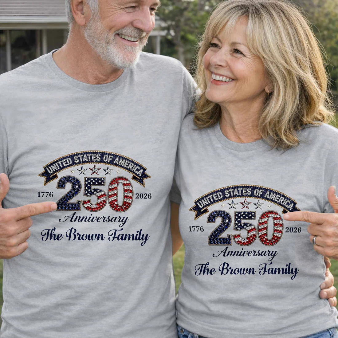USA 250th Anniversary - Personalized Bling Shirt - Gift For Patriotic Family - Image 5