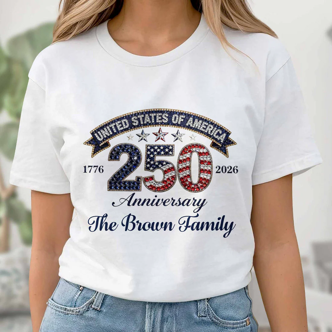 USA 250th Anniversary - Personalized Bling Shirt - Gift For Patriotic Family - Image 8