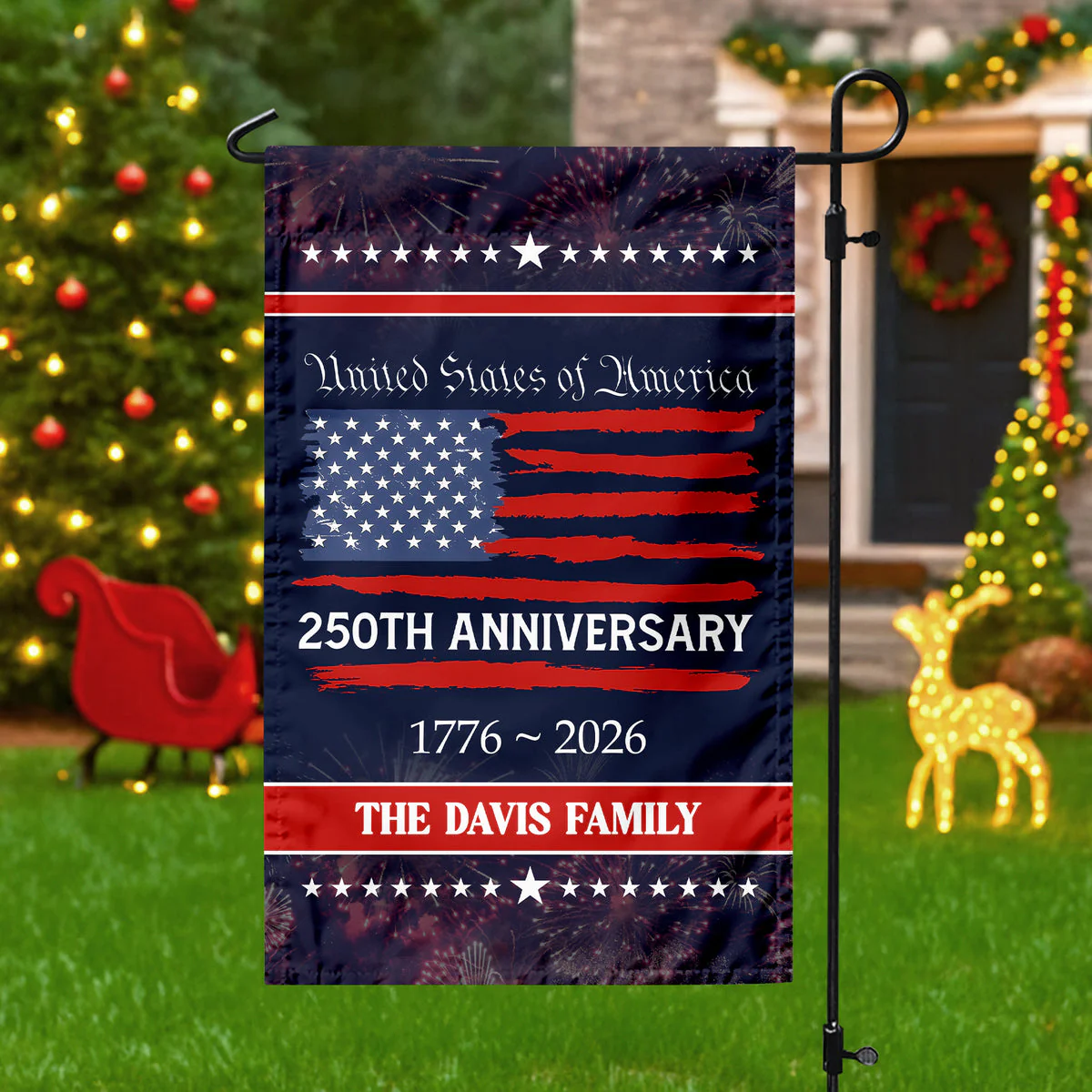 USA 250th Anniversary - Personalized Flag - Patriotic Gift For Family HN02 - Image 2