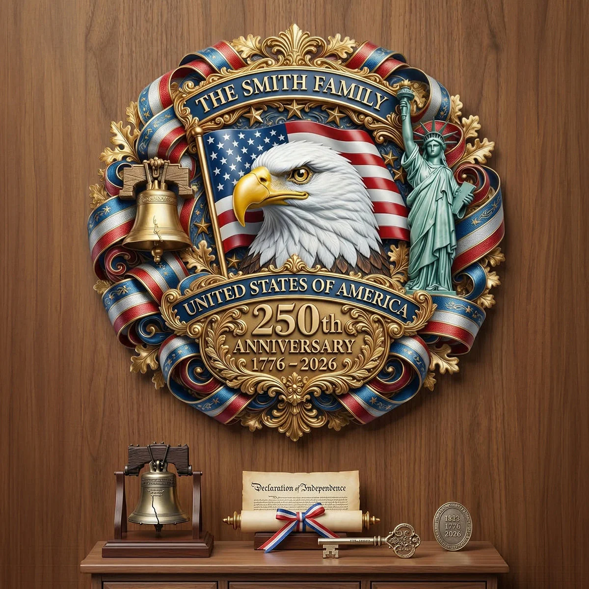 USA 250th Anniversary - Personalized Metal Sign - Gift For Patriotic Family - Image 3