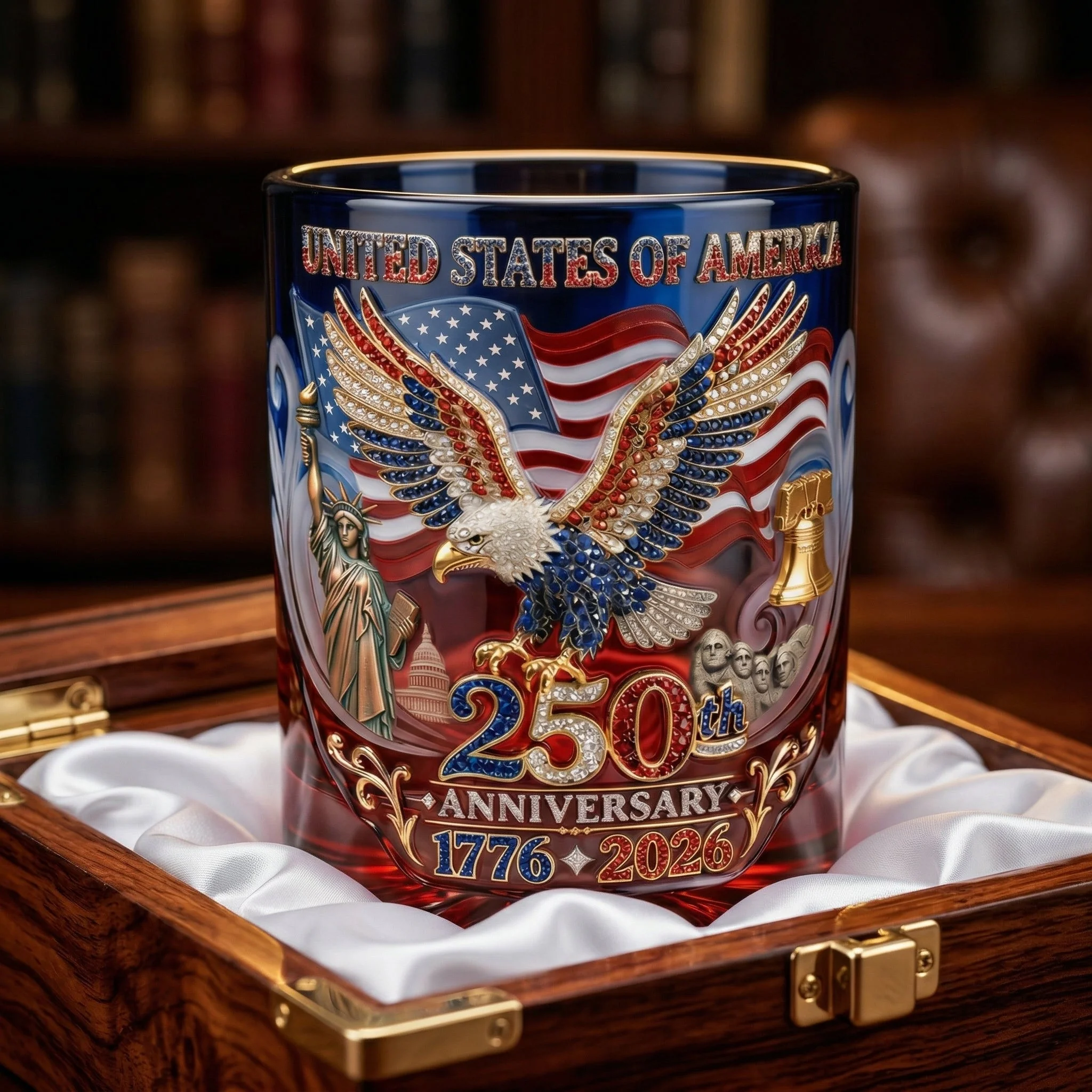USA 250th Anniversary - Personalized Whiskey Glass - Gift For Patriots - Image 3