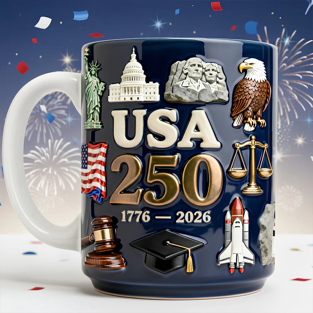 USA 250th Anniversary - Personalized White Edge-To-Edge Mug - Anniversary Gift For Patriots NL122 - Image 2
