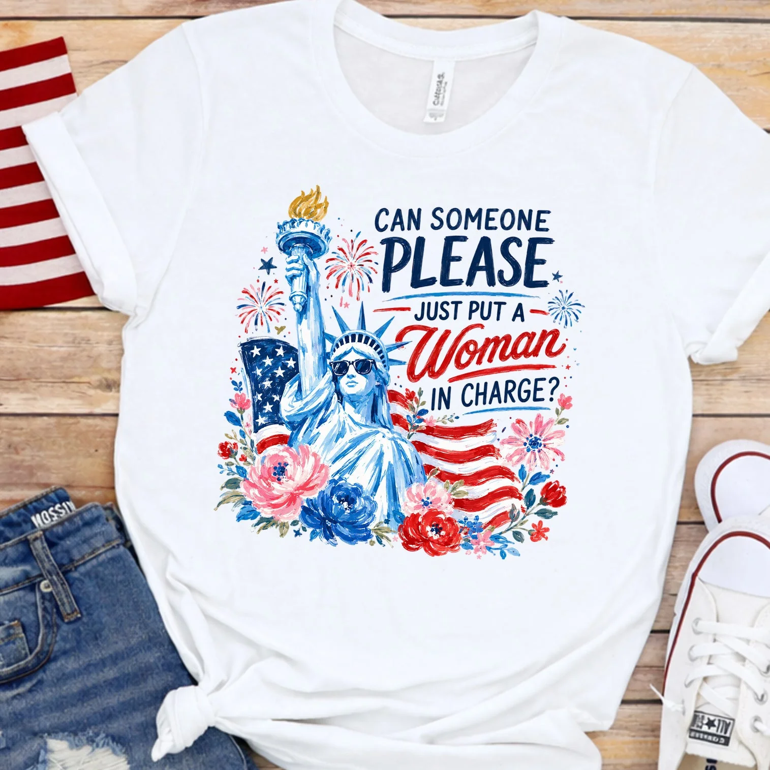 USA 250th Anniversary Please Just Put A Woman In Charge - Patriotic Shirt - Gift For Her, Patriots