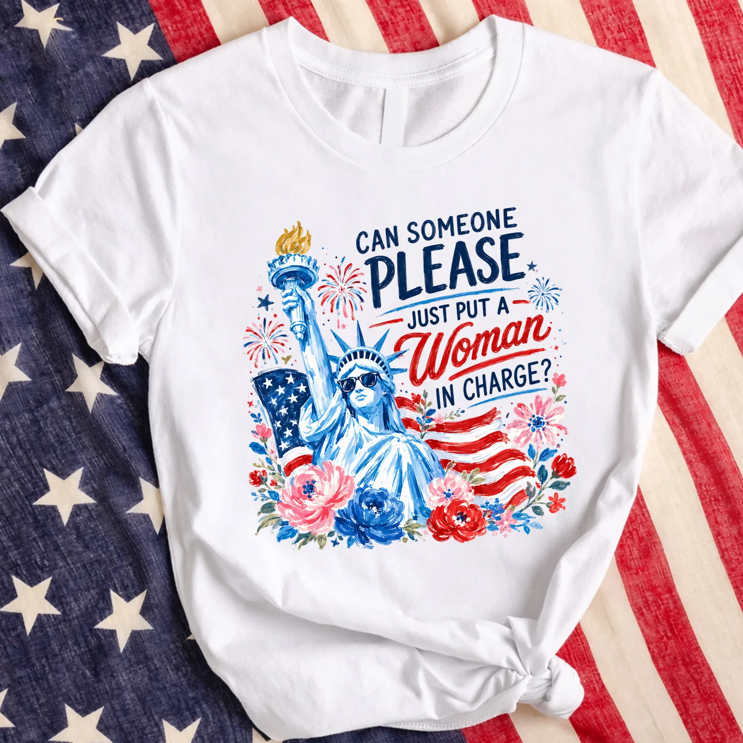 USA 250th Anniversary Please Just Put A Woman In Charge - Patriotic Shirt - Gift For Her, Patriots - Image 4