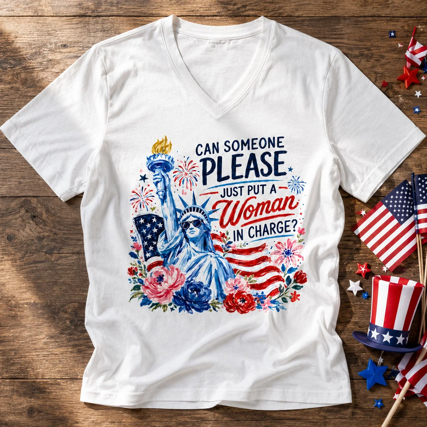 USA 250th Anniversary Please Just Put A Woman In Charge - Patriotic Shirt - Gift For Her, Patriots - Image 5