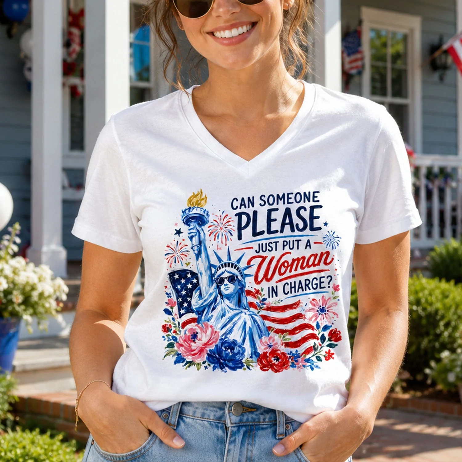 USA 250th Anniversary Please Just Put A Woman In Charge - Patriotic Shirt - Gift For Her, Patriots - Image 8