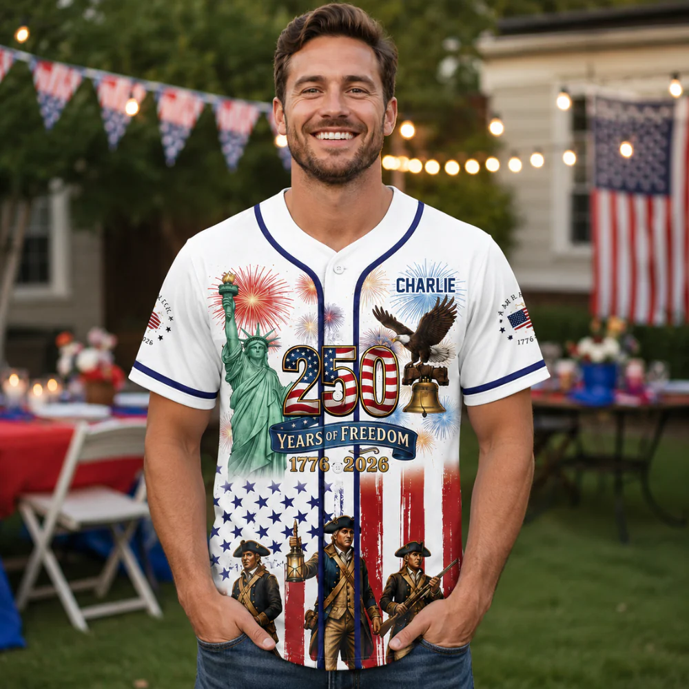 USA 250th Anniversary Revolutionary War Soldiers - Personalized Baseball Jersey - Gift For Patriots - Image 2