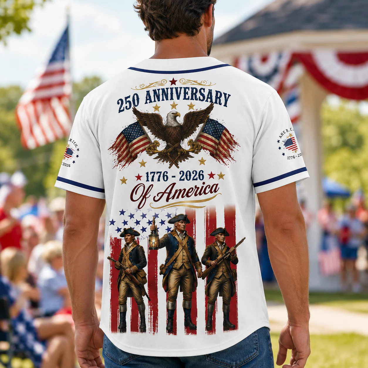 USA 250th Anniversary Revolutionary War Soldiers - Personalized Baseball Jersey - Gift For Patriots - Image 3