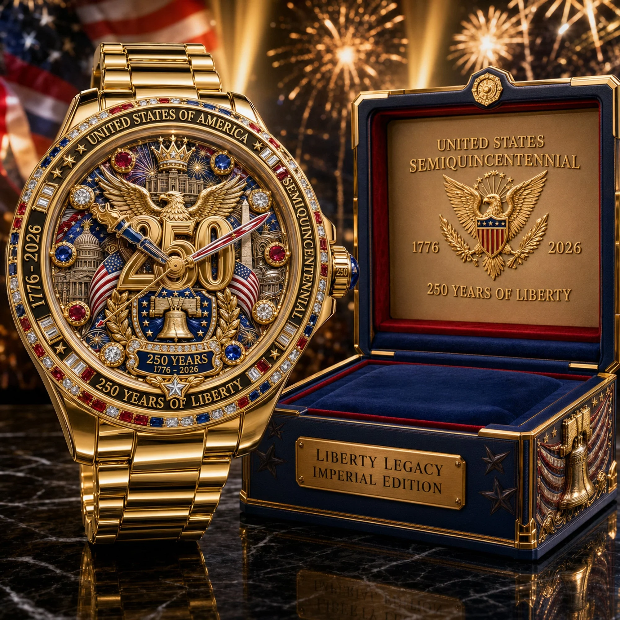 USA 250th Anniversary Semiquincentennial Eagle - Men's Wrist Watch - Gift For Patriots
