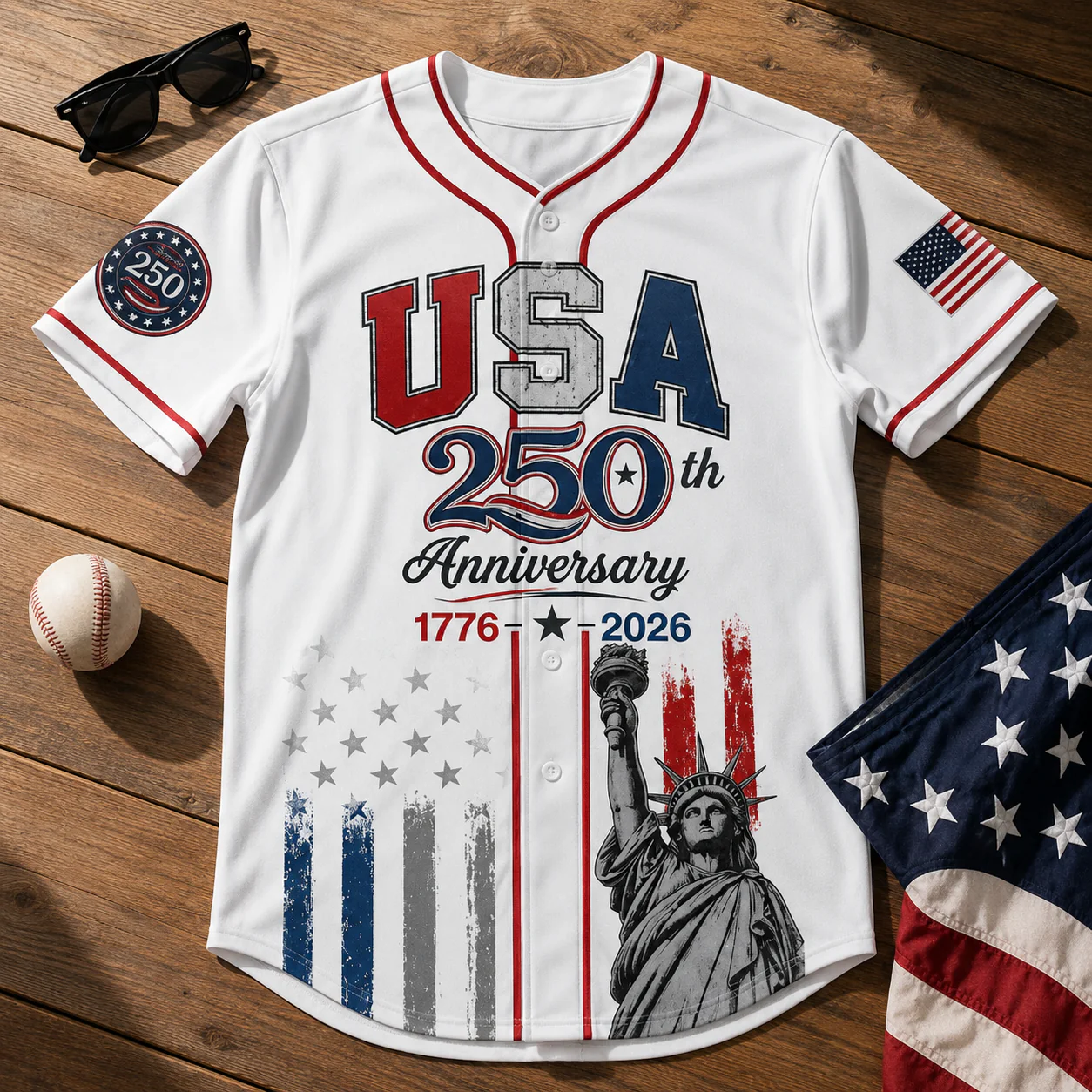 USA 250th Anniversary Statue Liberty Flag - Personalized Baseball Jersey - Gift For Patriots - Image 5