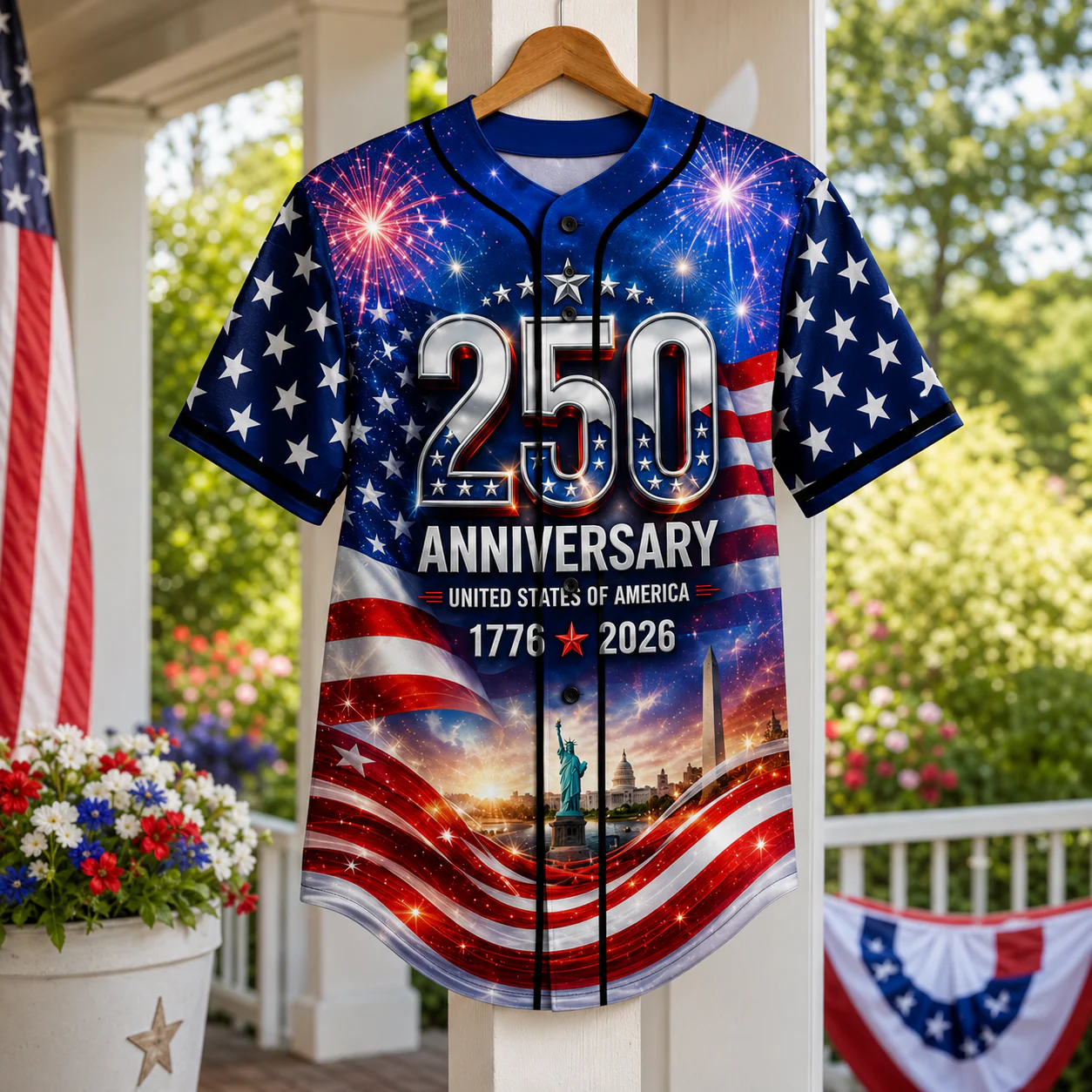 USA 250th Anniversary United States Flag - Baseball Jersey - Gift For Him - Image 2