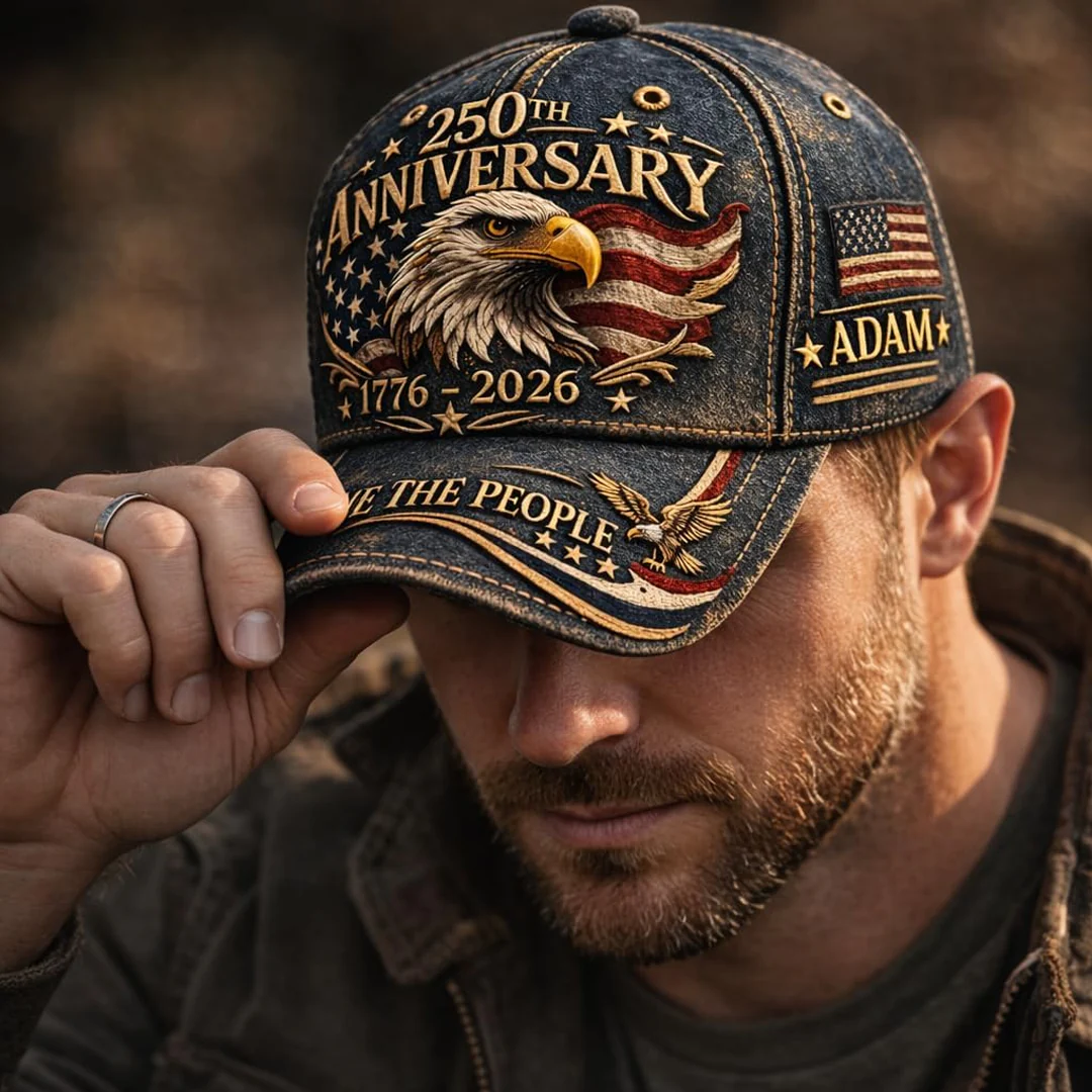 USA 250th Anniversary We The People Denim Eagle - Personalized Classic Cap - Gift For Him - Image 3