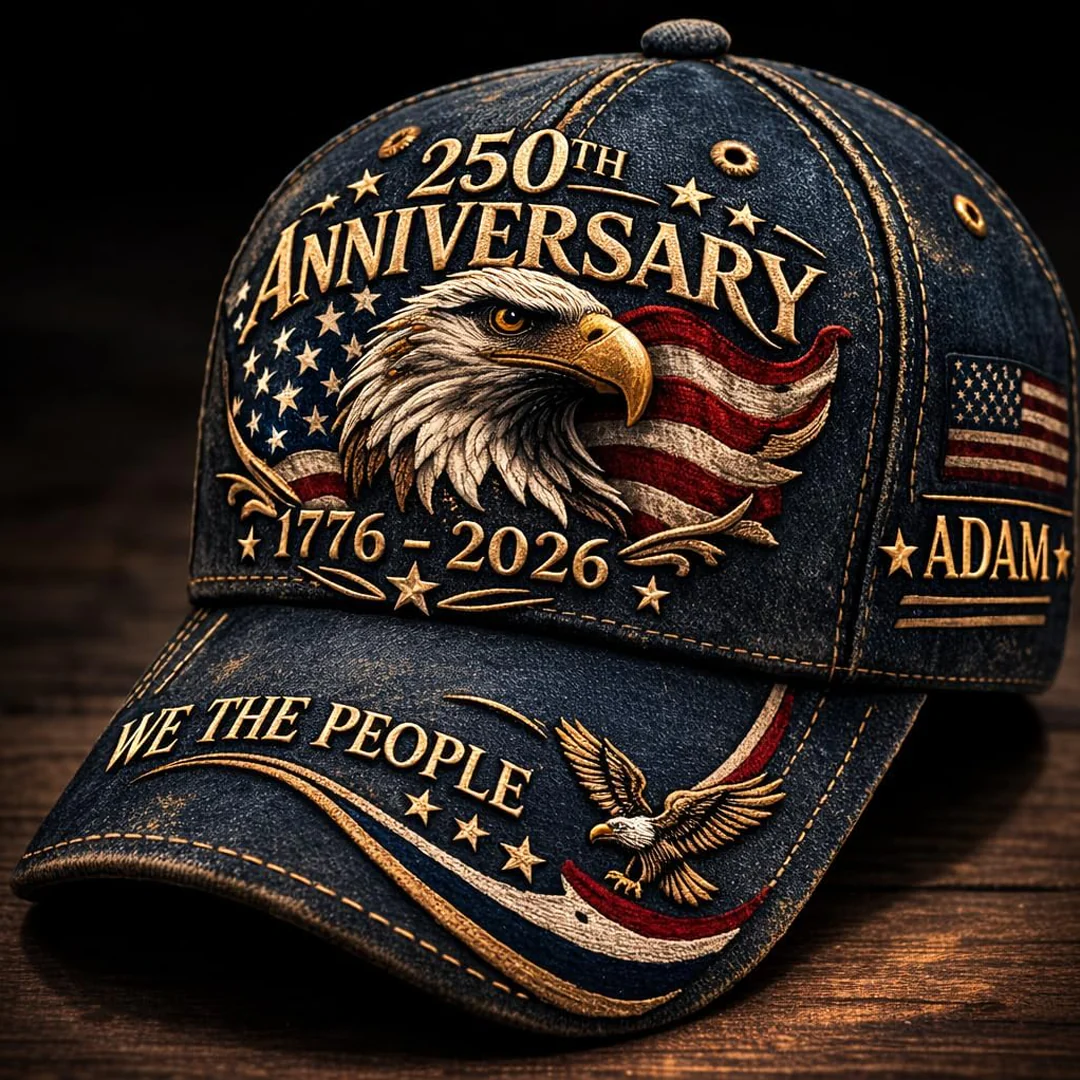 USA 250th Anniversary We The People Denim Eagle - Personalized Classic Cap - Gift For Him - Image 4
