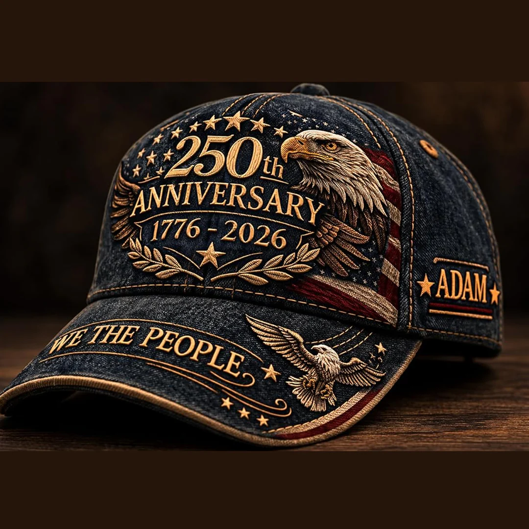 USA 250th Anniversary We The People Denim Eagle - Personalized Classic Cap - Gift For Him - Image 9