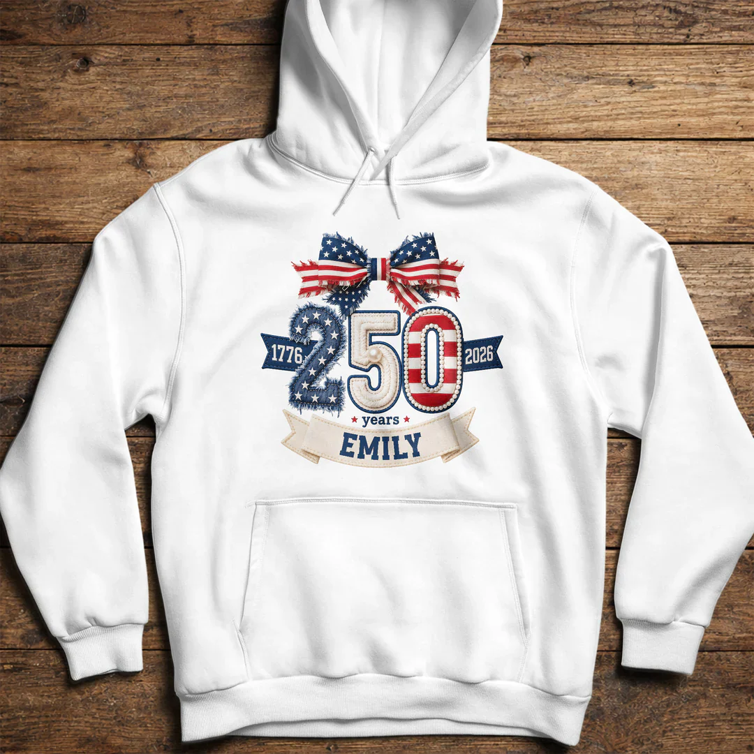 USA 250th Anniversary With American Flag Bow And Stars - Personalized Shirt - Gift For Patriots - Image 3