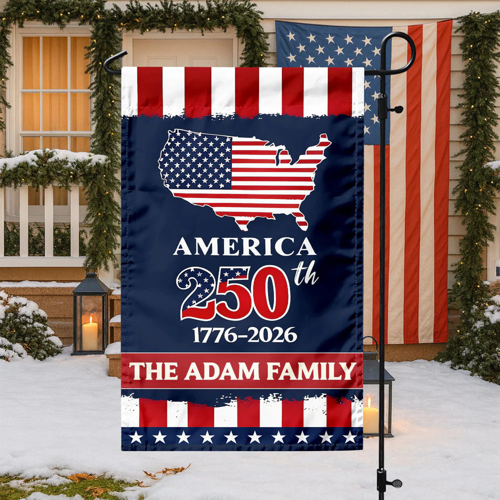 USA 250th Birthday Anniversary America - Personalized Flag - Patriotic Gift For Family HN02 - Image 3