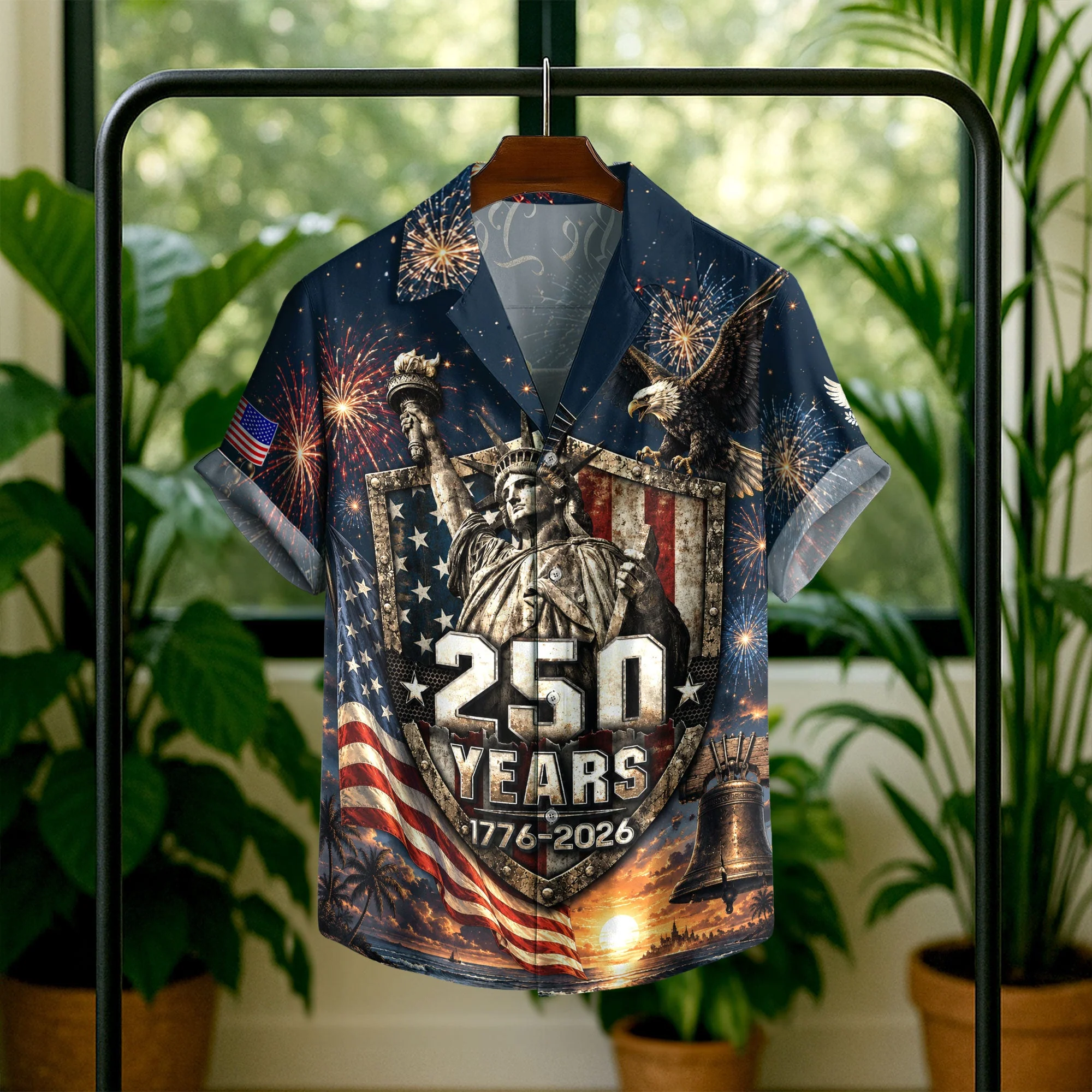 USA 250th Celebration Freedom Shield Hawaiian Shirt - Patriotic Gift For Him - Image 6