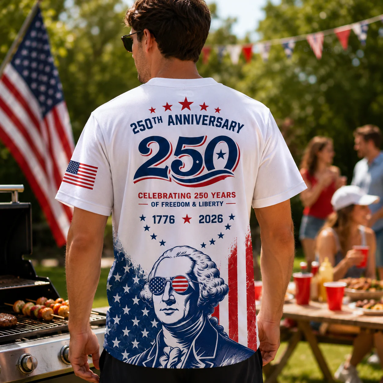 USA 250th George Washington - Personalized Baseball Jersey - Gift For Patriots - Image 3