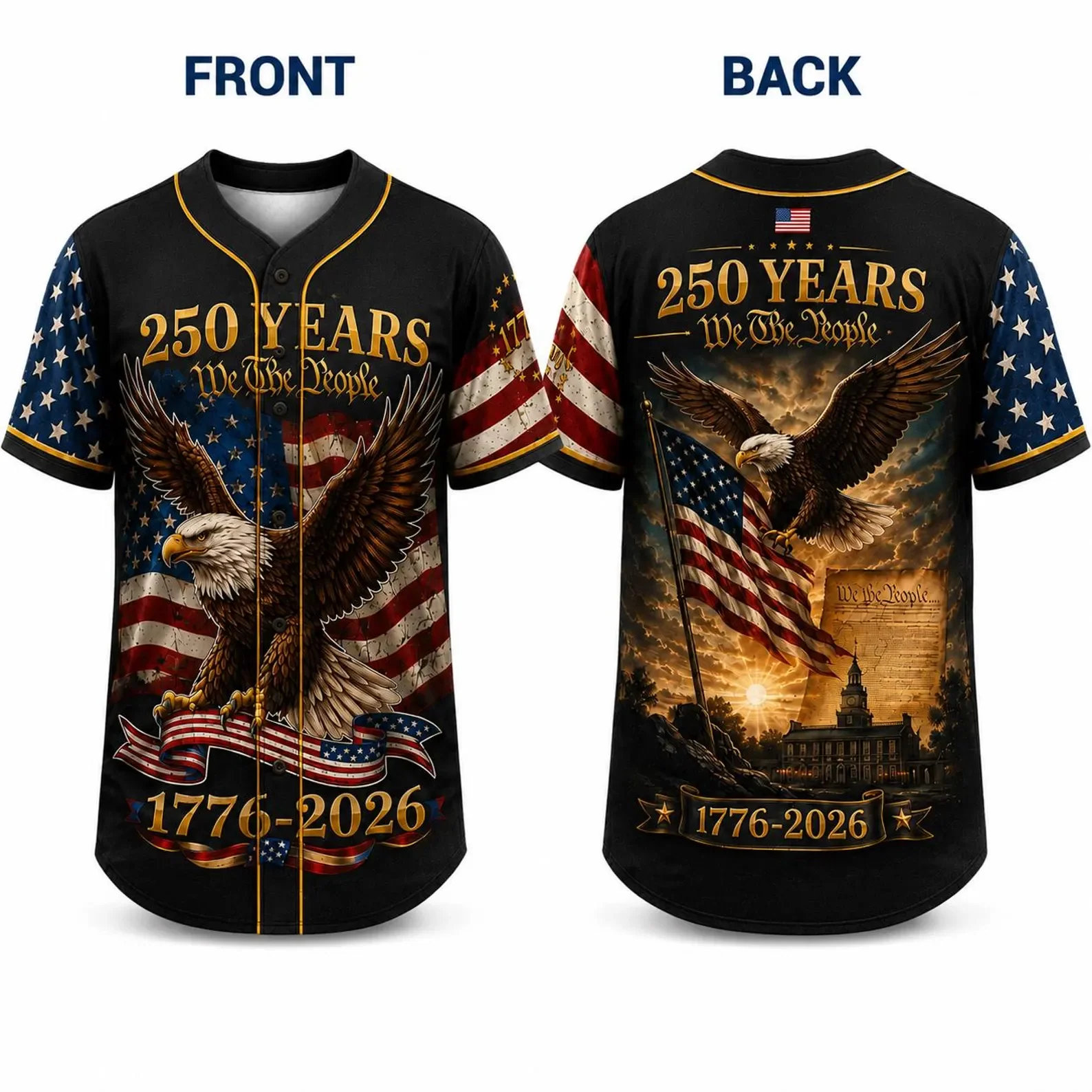 USA 250th We The People 1776 2026 Black - Baseball Jersey - Gift For Patriots - Image 2