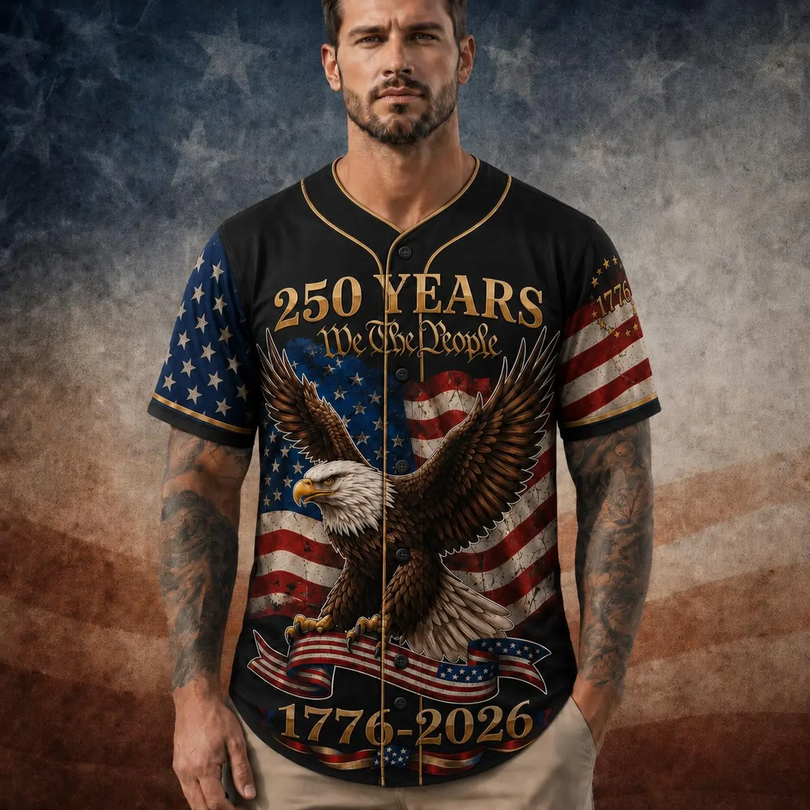 USA 250th We The People 1776 2026 Black - Baseball Jersey - Gift For Patriots - Image 4