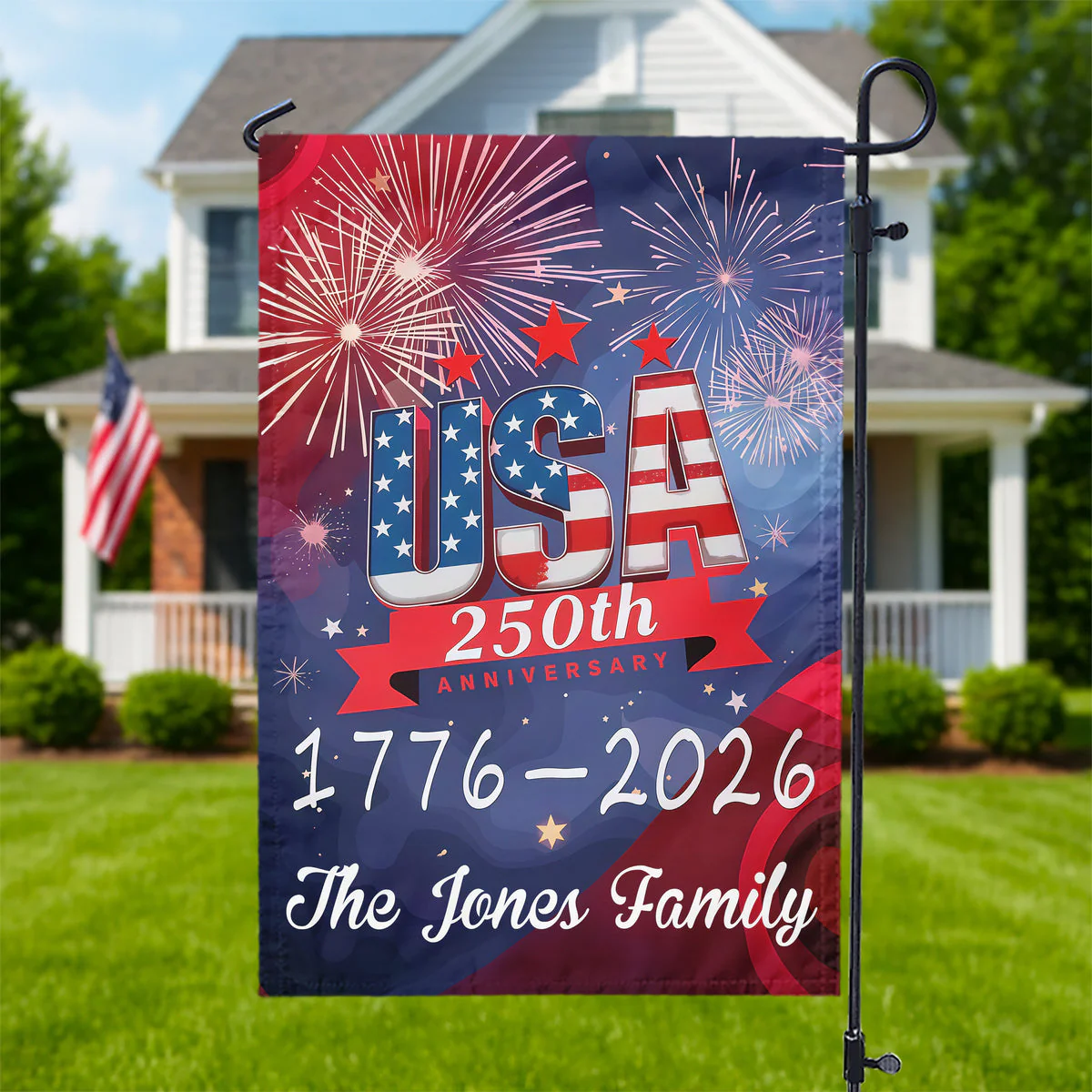 USA 250th Years Anniversary 1776 America 2026 - Personalized Flag - Patriotic Gift For Family HN02 - Image 2